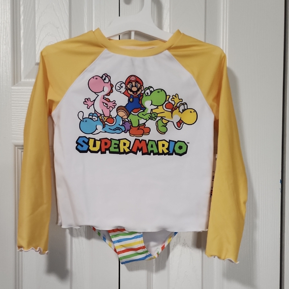 Super Mario Kids Rashguard - Yellow and White